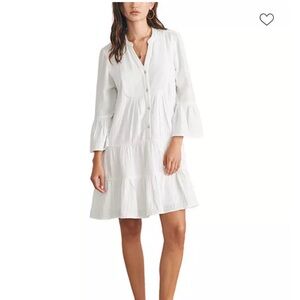Faherty Kasey Organic Cotton Tiered Dress- White